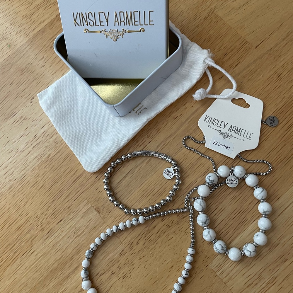 Kinsley Armelle Silver and White Bracelet Set